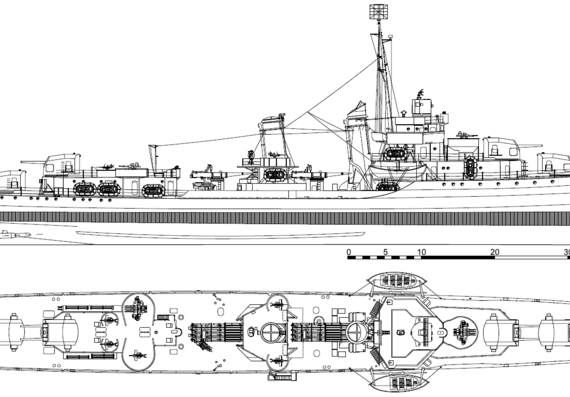 Destroyer USS DD-356 Porter 1942 [Destroyer] - drawings, dimensions, pictures
